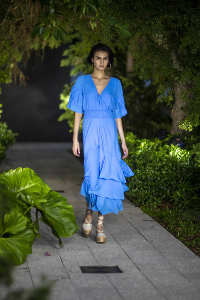 A model walks the runway for Carolina Estefan Swimwear Summer collection 2021 fashion show during Destination Colombia 2020 at the Miami Design District in Miami, FL on November, 14th 2020 - Fotografie, Obrázek