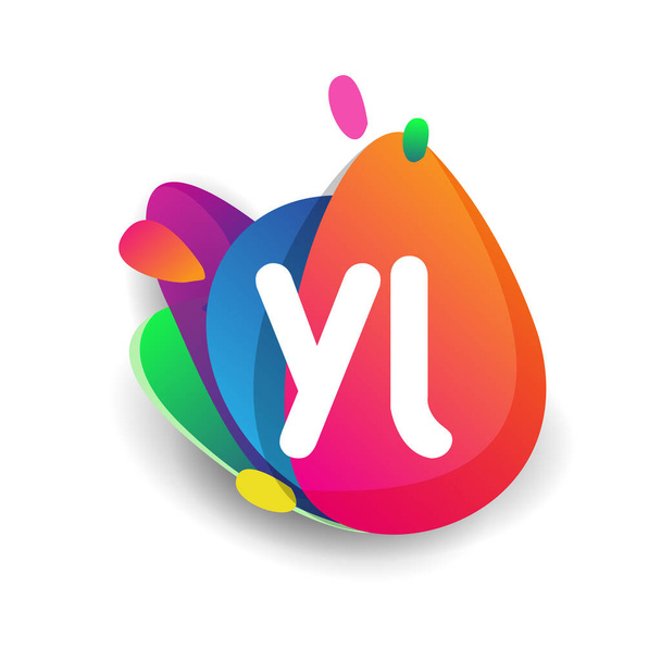 Letter YL logo with colorful splash background, letter combination logo design for creative industry, web, business and company. - Vektor, Bild