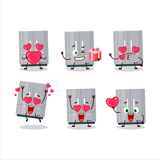 Refrigerator cartoon character with love cute emoticon. Vector illustration - Vettoriali, immagini