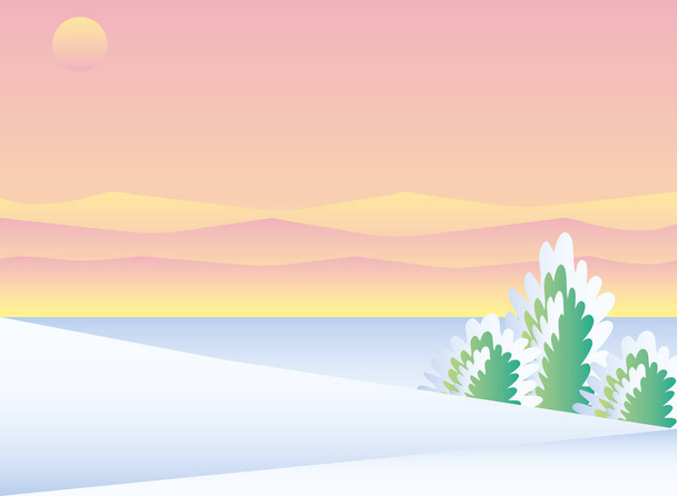 χειμερινό τοπίο καλύπτονται φύλλωμα φύση και ηλιόλουστη μέρα φόντο - Διάνυσμα, εικόνα