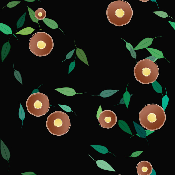 flores abstractas con hojas patrón sin costura, ilustración vectorial - Vector, Imagen