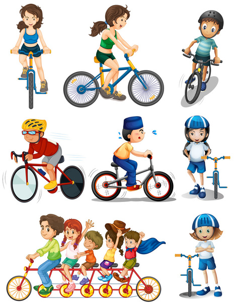 люди велосипеды
 - Вектор,изображение