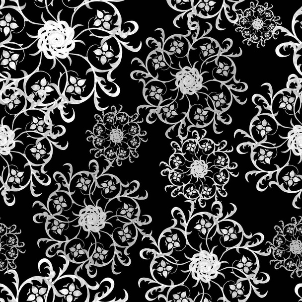 Creative watercolor seamless pattern with abstract round elements on black. Contemporary art. Colorful texture for any kind of a design.  - 写真・画像