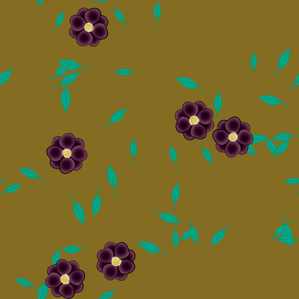 abstracte bloemen met bladeren naadloos patroon, vector illustratie - Vector, afbeelding