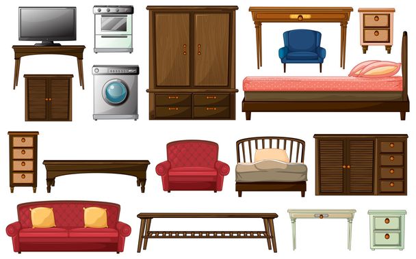 Möbel und Haushaltsgeräte - Vektor, Bild