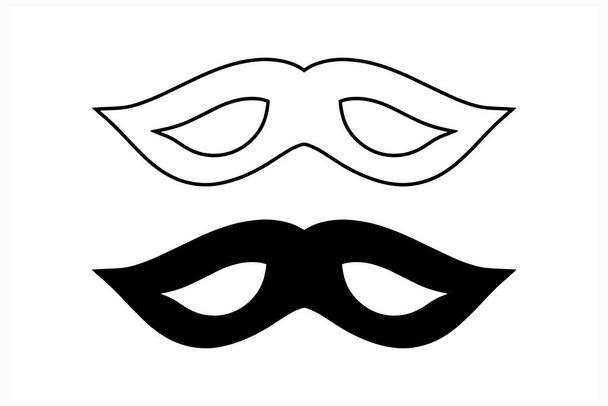 Masque de carnaval Doodle mis isolé sur blanc. Livre de coloriage. Illustration vectorielle de croquis. SPE 10 - Vecteur, image
