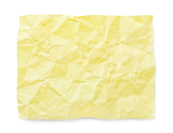 Yellow crumpled note paper - Photo, image