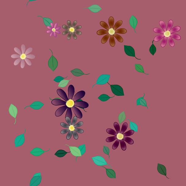abstract flowers with leaves seamless pattern, vector illustration - Vektor, obrázek