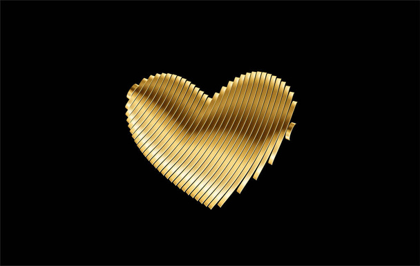 Symbol Zlatá ikona Srdce Láska. Valentýn znamení vektor grafiky. - Vektor, obrázek