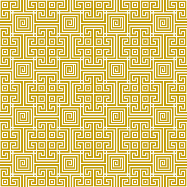 Векторный бесшовный традиционный геометрический узор из греческого золота на белом фоне. Античный этнический стиль. Украшение плитки геометрической линии. Дизайн шаблона для поздравления, день рождения, открытка, свадьба, обои - Вектор,изображение