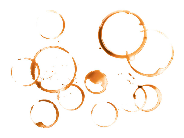 koffievlekken op witte achtergrond - Foto, afbeelding