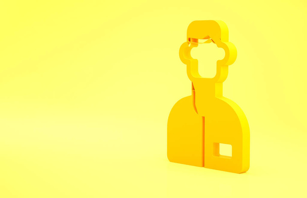 Ikona žlutého laboratorního asistenta izolovaná na žlutém pozadí. Minimalismus. 3D ilustrace 3D vykreslení. - Fotografie, Obrázek
