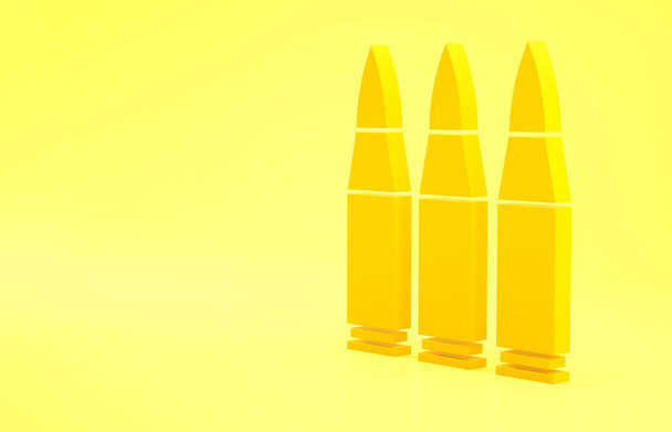 Icono de bala amarilla aislado sobre fondo amarillo. Concepto minimalista. 3D ilustración 3D render. - Foto, imagen