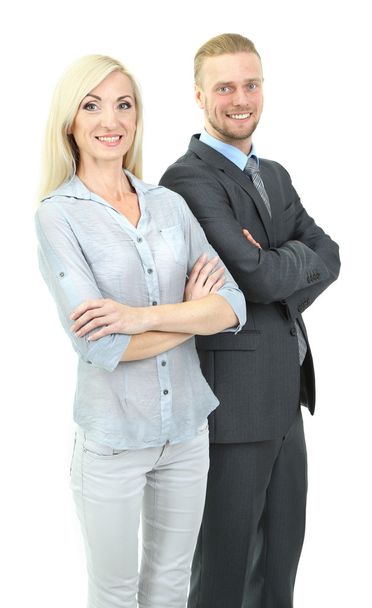 Business woman and man isolated on white - Foto, immagini