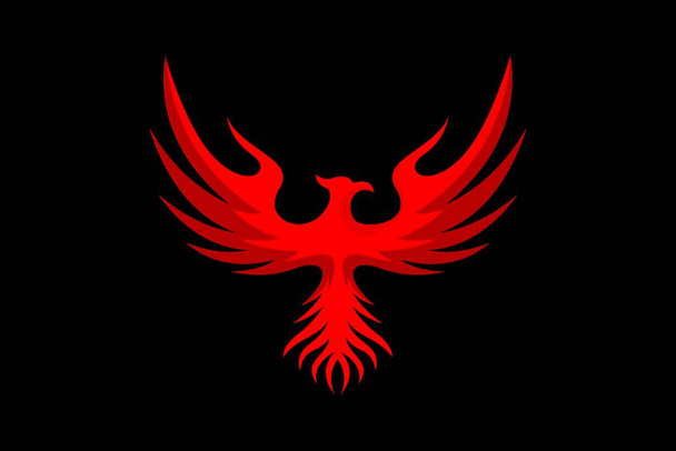 красный большой логотип феникса, красивые иконки для компании, векторные иллюстрации - Вектор,изображение
