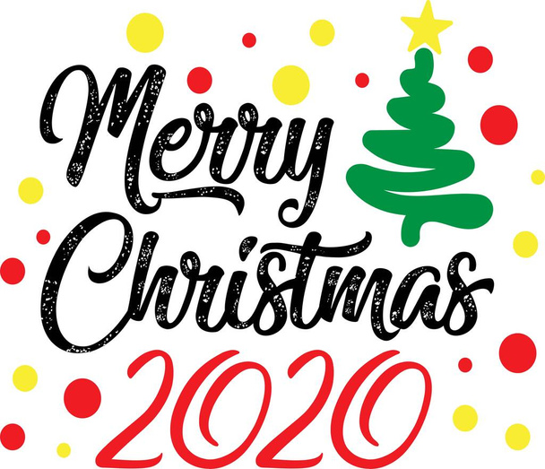 Frohe Weihnachten 2020 auf weißem Hintergrund. Vektorillustration - Vektor, Bild