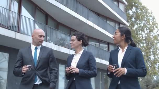 Ευτυχισμένοι επαγγελματίες επιχειρηματίες περπατώντας μαζί - Πλάνα, βίντεο