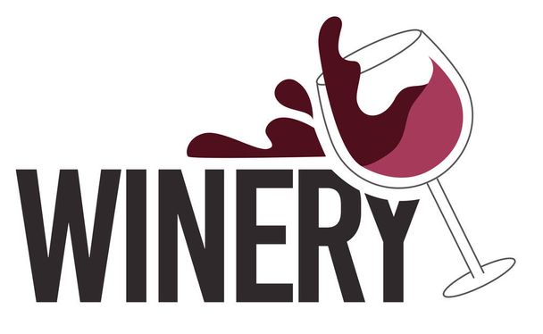 Wine and alcoholic beverages in winery. Isolated emblem or label, testing bar and degustation in pub. Refreshment in menu. Glasses with splashes of red drink, inscription. Vector in flat style - Vector, afbeelding