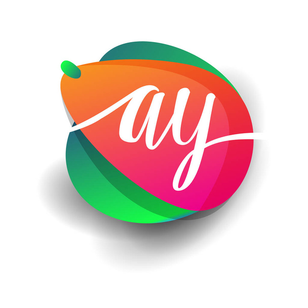Letter AY logo with colorful splash background, letter combination logo design for creative industry, web, business and company. - Вектор, зображення