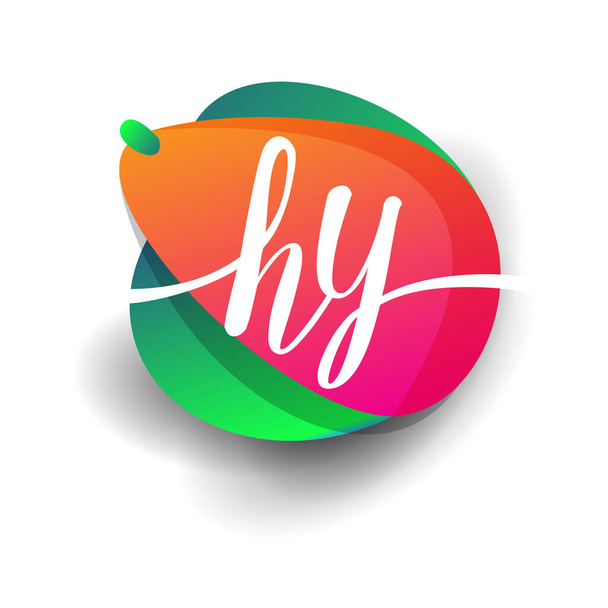 Letter HY logo with colorful splash background, letter combination logo design for creative industry, web, business and company. - Vektor, Bild