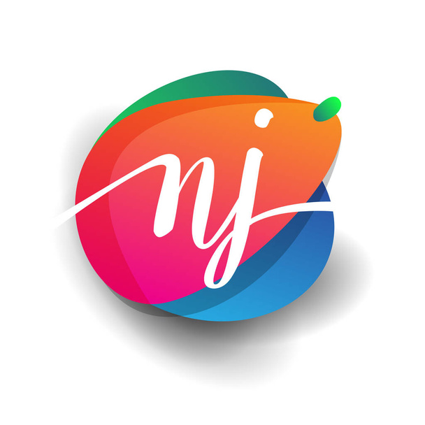 Letter NJ logo with colorful splash background, letter combination logo design for creative industry, web, business and company. - Διάνυσμα, εικόνα
