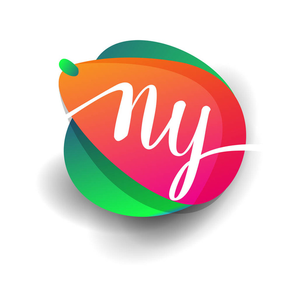Letter NY logo with colorful splash background, letter combination logo design for creative industry, web, business and company. - Vecteur, image