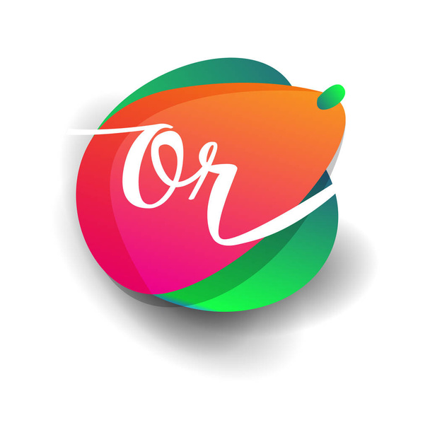 Letter OR logo with colorful splash background, letter combination logo design for creative industry, web, business and company. - Διάνυσμα, εικόνα