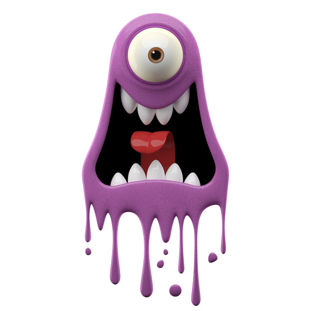 One-eyed scared purple monster - Photo, Image