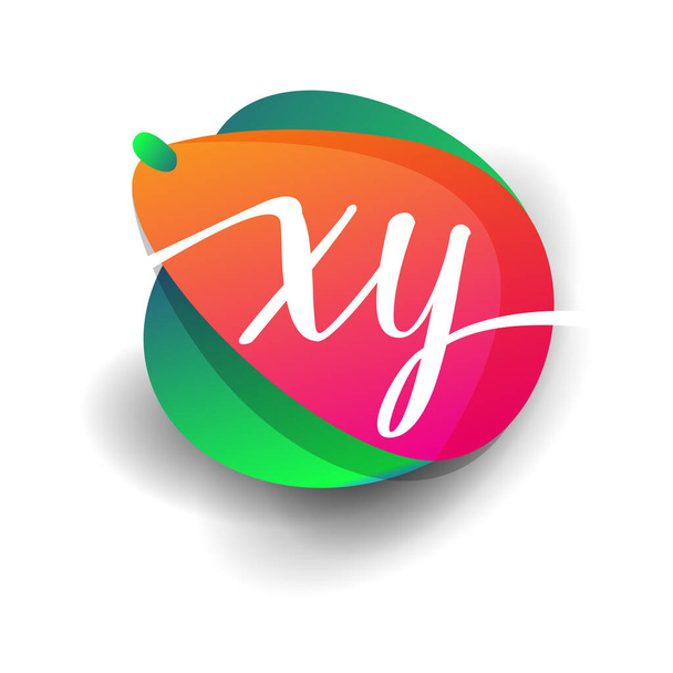 Letter XY logo with colorful splash background, letter combination logo design for creative industry, web, business and company. - Vektor, Bild