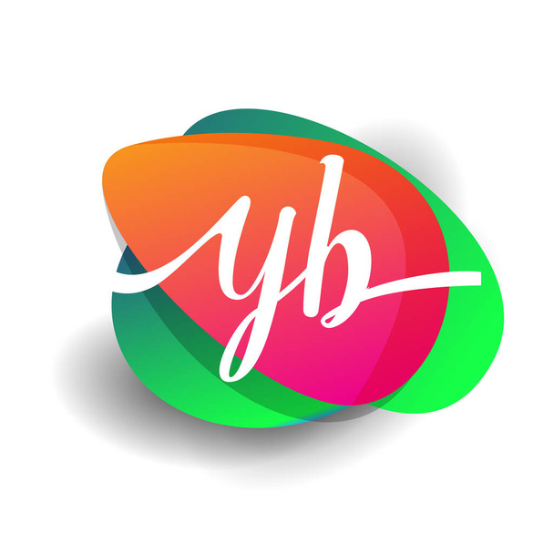 Letter YB logo with colorful splash background, letter combination logo design for creative industry, web, business and company. - Vektori, kuva