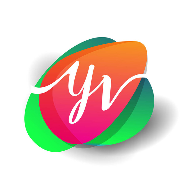 Letter YV logo with colorful splash background, letter combination logo design for creative industry, web, business and company. - Vecteur, image