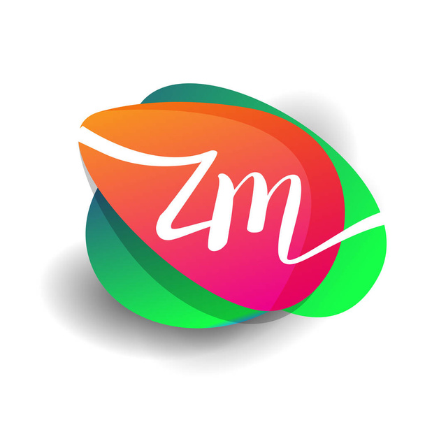Letter ZM logo with colorful splash background, letter combination logo design for creative industry, web, business and company. - Vector, Image