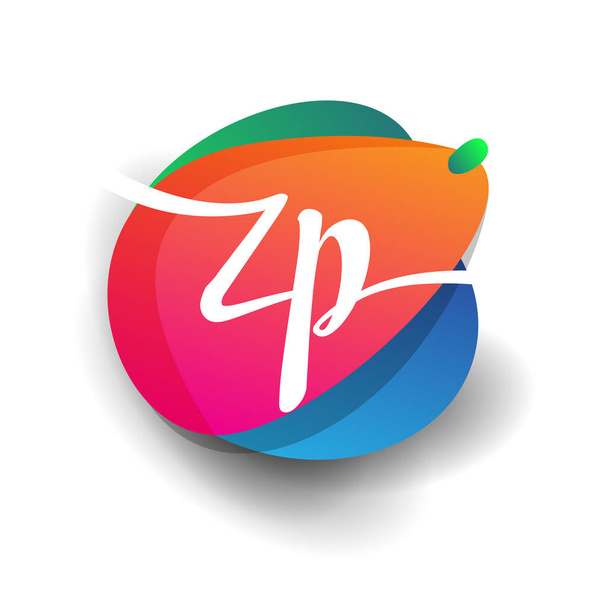 Letter ZP logo with colorful splash background, letter combination logo design for creative industry, web, business and company. - Vetor, Imagem