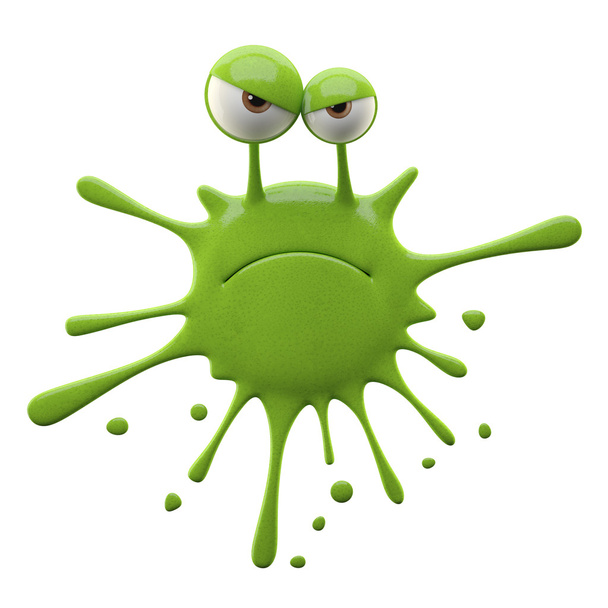Monstruo infeliz verde en forma de mancha
 - Foto, Imagen