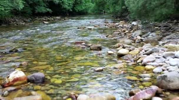 Ason Blick auf den Fluss. Drohnenschuss. Kantabrien, Spanien. Europa. 4K. - Filmmaterial, Video