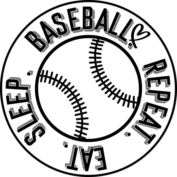 Egyél alvás baseball Ismételje meg a fehér háttér. Vektorillusztráció - Vektor, kép