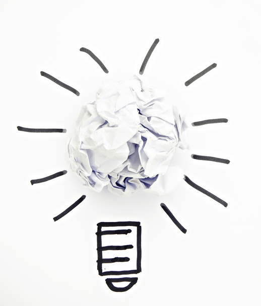 Inspiração conceito crumpled papel lâmpada metáfora para uma boa ideia
 - Foto, Imagem