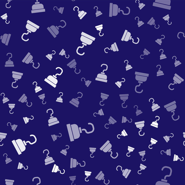 Witte Pirate haak pictogram geïsoleerd naadloos patroon op blauwe achtergrond. Gelukkig Halloween feest. Vector. - Vector, afbeelding