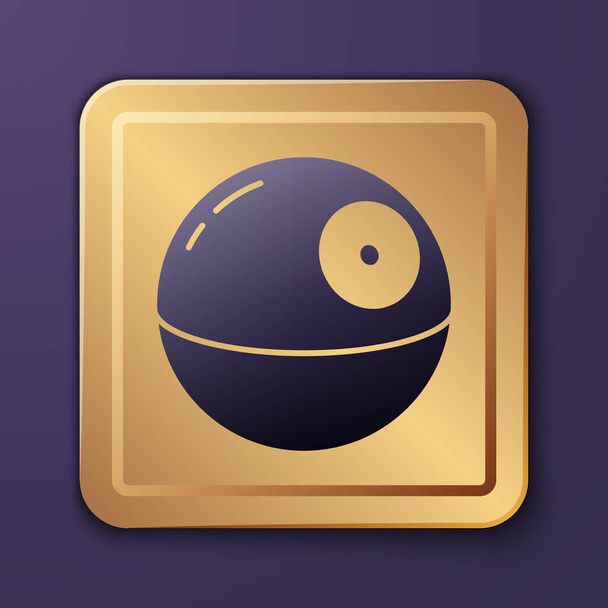 Purple Death αστέρι εικονίδιο απομονώνονται σε μωβ φόντο. Χρυσό τετράγωνο κουμπί. Διάνυσμα. - Διάνυσμα, εικόνα
