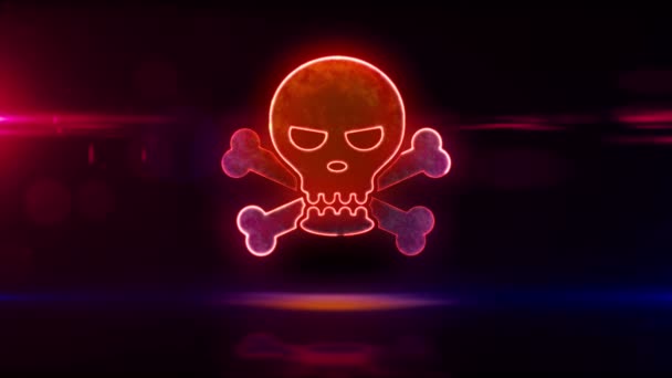 Skull symbol, digital piracy, hacking computer, cyber crime technology, darknet and hacker icon loop concept. Futuristic abstract 3d rendering loopable and seamless animation. - Footage, Video