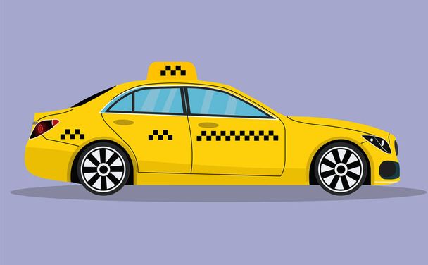 Žlutý taxík. Taxi služba. Taxi izolované na pozadí. Servis, rychlost. Žluté auto. Vektorová ilustrace - Vektor, obrázek