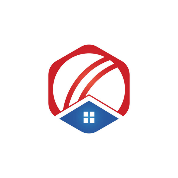 Cricket Home Vektor Logo Design. Cricketplatz Logo Konzept. - Vektor, Bild