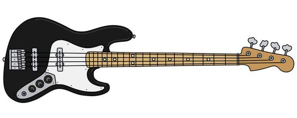 Die vektorisierte Handzeichnung einer schwarzen E-Bass-Gitarre - Vektor, Bild