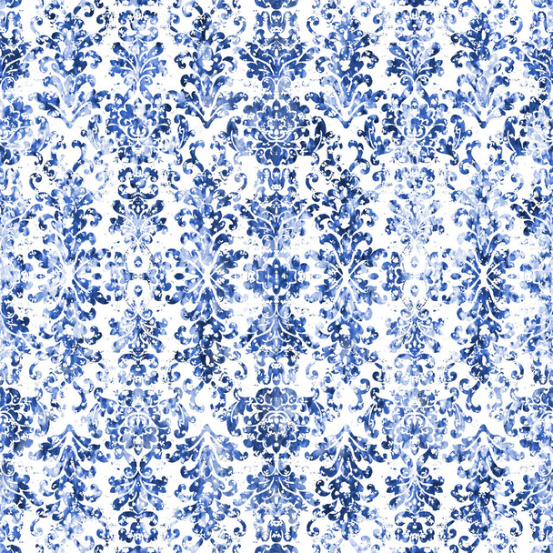Geometric damask seamless pattern with grunge texture - Photo, Image