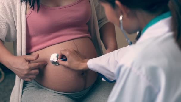 Pregnant Woman and Gynecologist Doctor at Hospital - Footage, Video