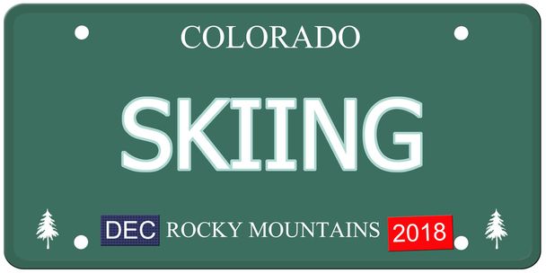 Skiing Colorado License Plate - Photo, Image