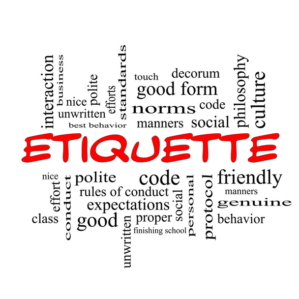 Etiquette woord wolk concept in rode hoofdletters - Foto, afbeelding