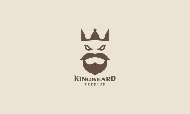 oude man hoofd met kroon en baard vintage logo pictogram vector ontwerp illustratie - Vector, afbeelding