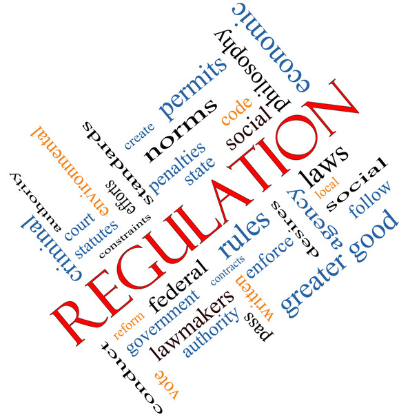 Regulation Word Cloud Concept Angled - Photo, Image