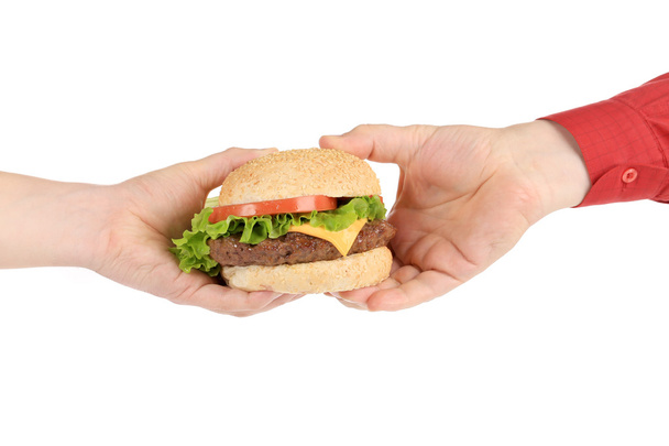 Big hamburger in hand - Foto, immagini